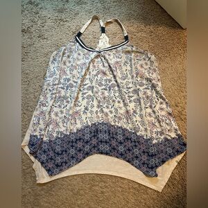 Maurices Floral Print Blouse with Navy Accents